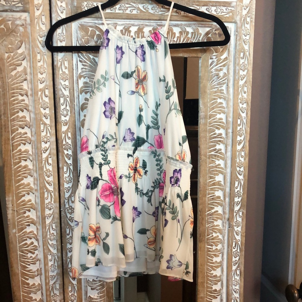 Express Floral Halter Top - White and Multicolor